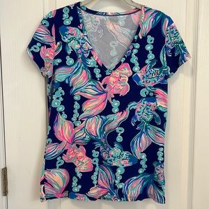 Lilly Pulitzer Michelle V-Neck Tee, Going Coastal, Small